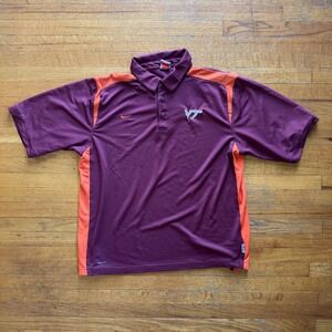 Nike Virginia Tech Hokies Polo Shirt Mens VT Maroon Orange‎ Golf Lage